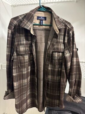 RAINFOREST Brown & Cream Plaid Lightweight Shirt Jacket